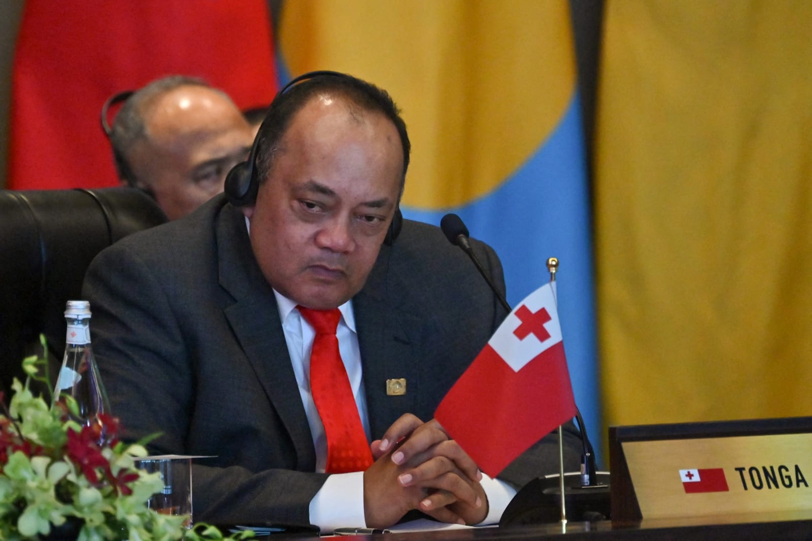 Tonga's Prime Minister Hu'akavameiliku Siaosi Sovoaleni during the Forum for India-Pacific Islands Cooperation in Port Moresby, PNG, 22 May 2023 (Adek Berry/AFP via Getty Images)