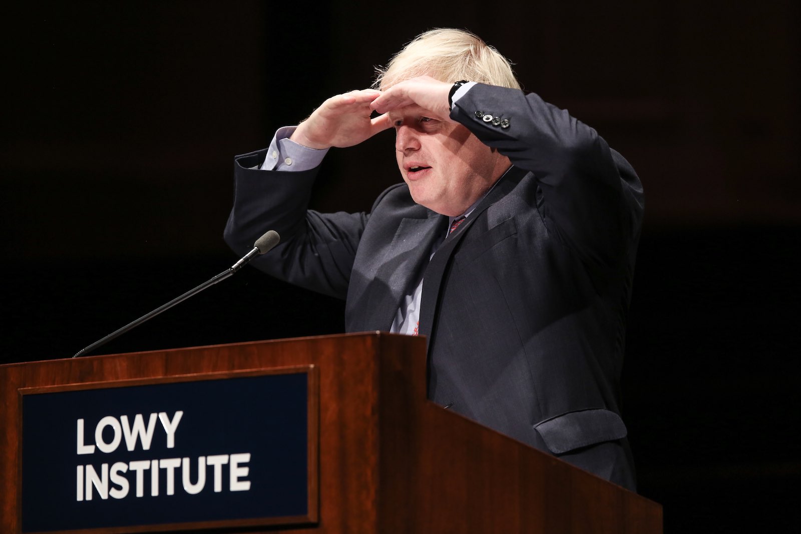 Boris Johnson, then UK Foreign Secretary, now Conservative Party leader and about to be Prime Minister, delivering the annual Lowy Lecture in Sydney on 27 July 2017