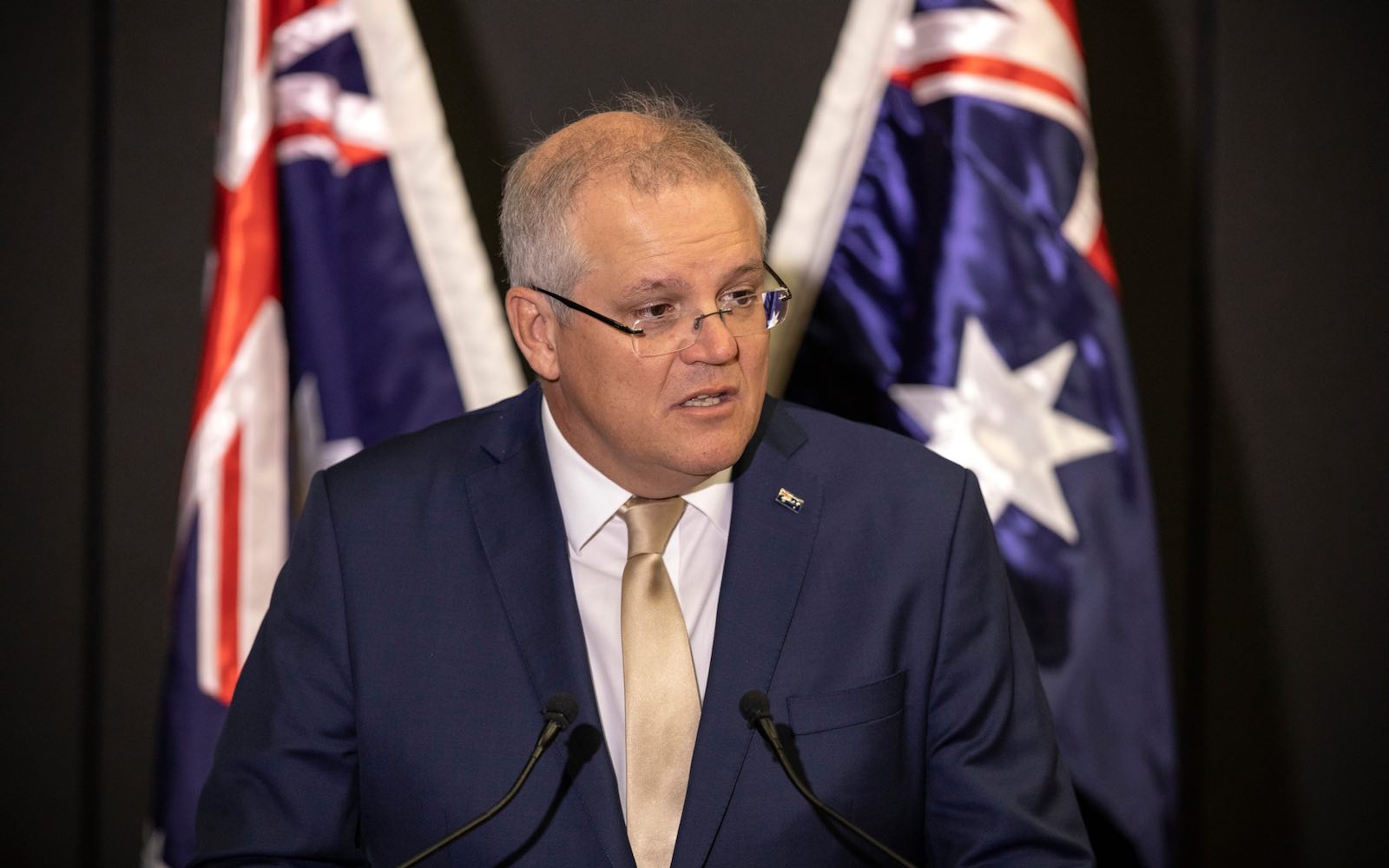 Prime Minister Scott Morrison at the launch of the 2020 Defence Strategic Update at the Australian Defence Force Academy in Canberra, 1 July 2020 (Department of Defence)