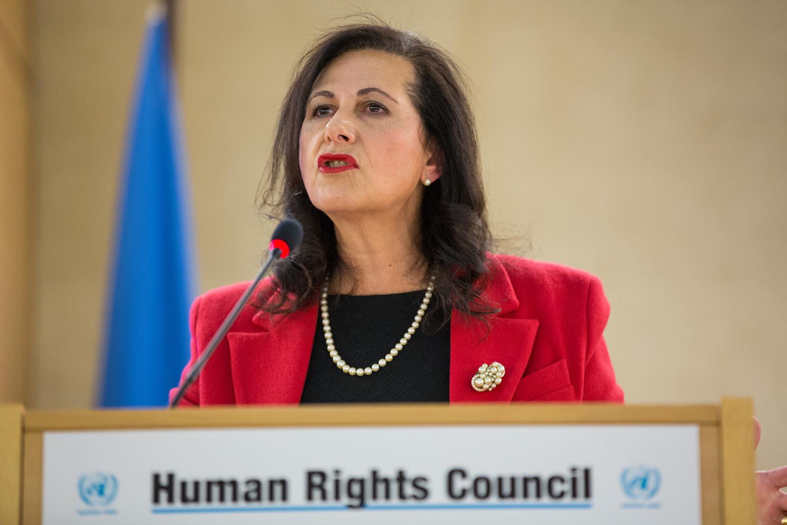 Minister for International Development and the Pacific Concetta Fierravanti-Wells speaking at the UN in February 2017 (Photo: UN Geneva/Flickr)