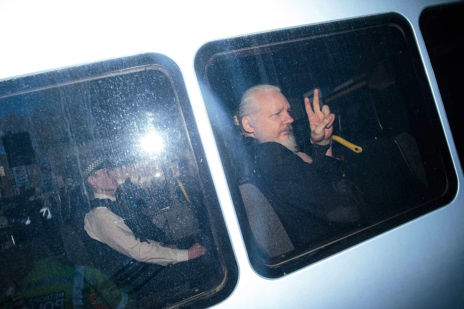 Julian Assange arriving at Westminster Magistrates court, London (Photo: Jack Taylor/Getty)