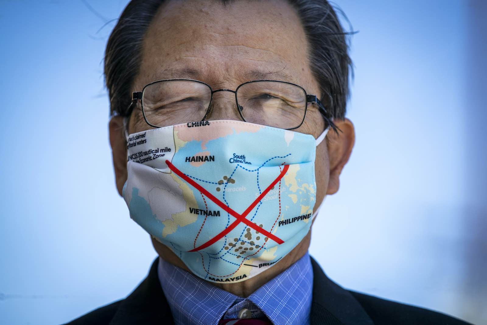 Making a statement on the South China Sea dispute in the Covid-19 era (Allen J. Schaben/LA Times via Getty Images)
