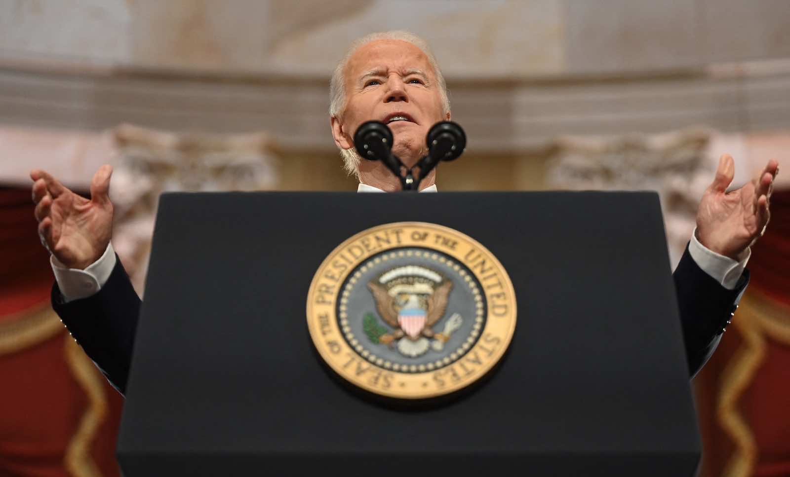 Two hours of “pure, unplugged Joe Biden” offers an insight to his relentless optimism (Jim Watson/AFP via Getty Images)