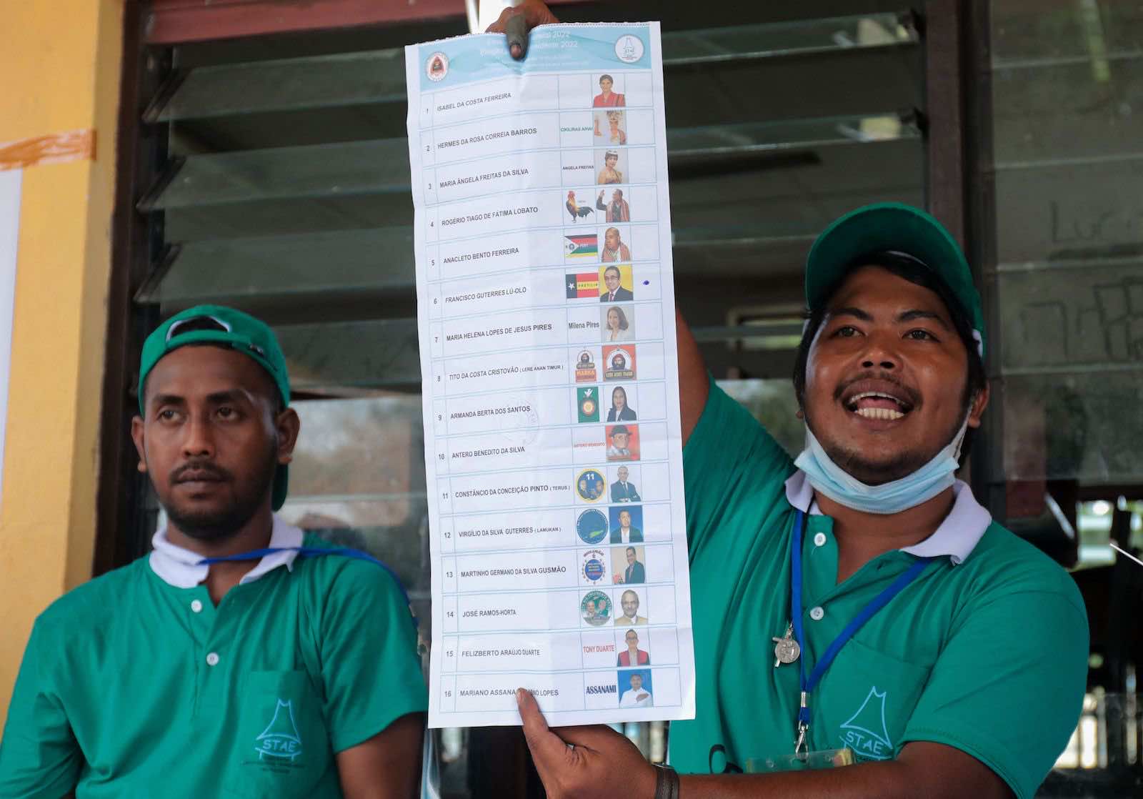 Showing a ballot during the presidential election in Dili on 19 March (Valentino Dariel Sousa/AFP via Getty Images)