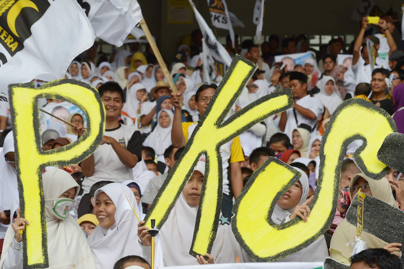 A rally for supporters of the Justice and Welfare Party (PKS) in Indonesia at Bung Karno stadium Jakarta, 2014 (Adek Berry/AFP/Getty Images)