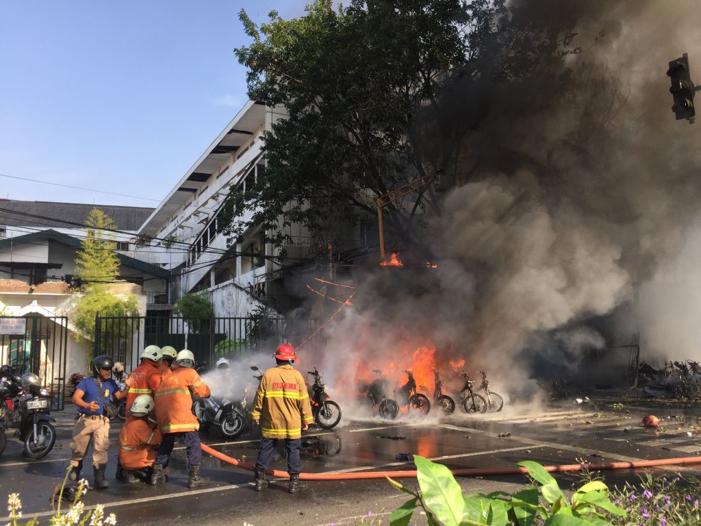 After the bomb blast on 13 May 2018 at Surabaya Pantekosta Center Church in Surabaya, Indonesia