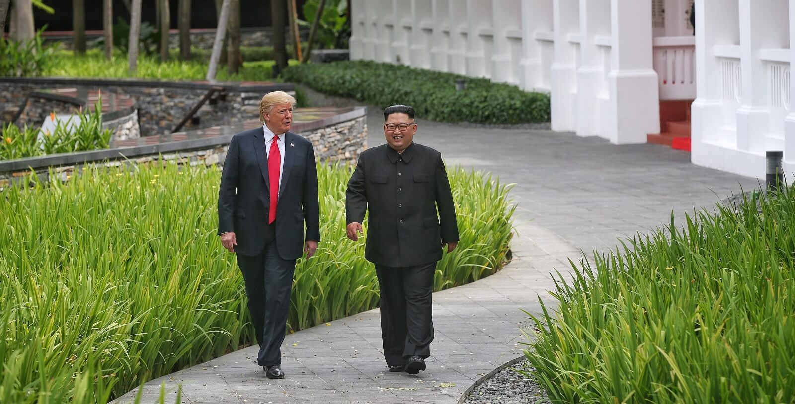 US President Donald Trump meets North Korean leader Kim Jong-un during Singapore summit (Photo: Kevin Lim via Getty)