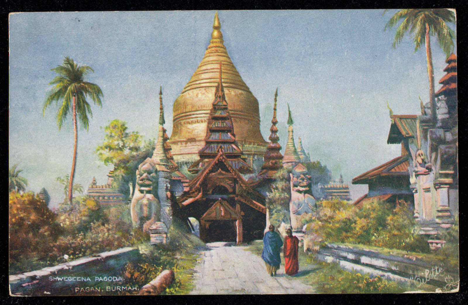 An early 20th century postcard depicting Shwedagon Pagoda, Yangon (Newberry Library via Wikimedia Commons)