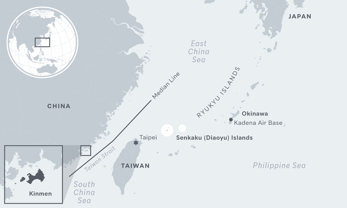 Map of Taiwan, China and Ryukyu Islands