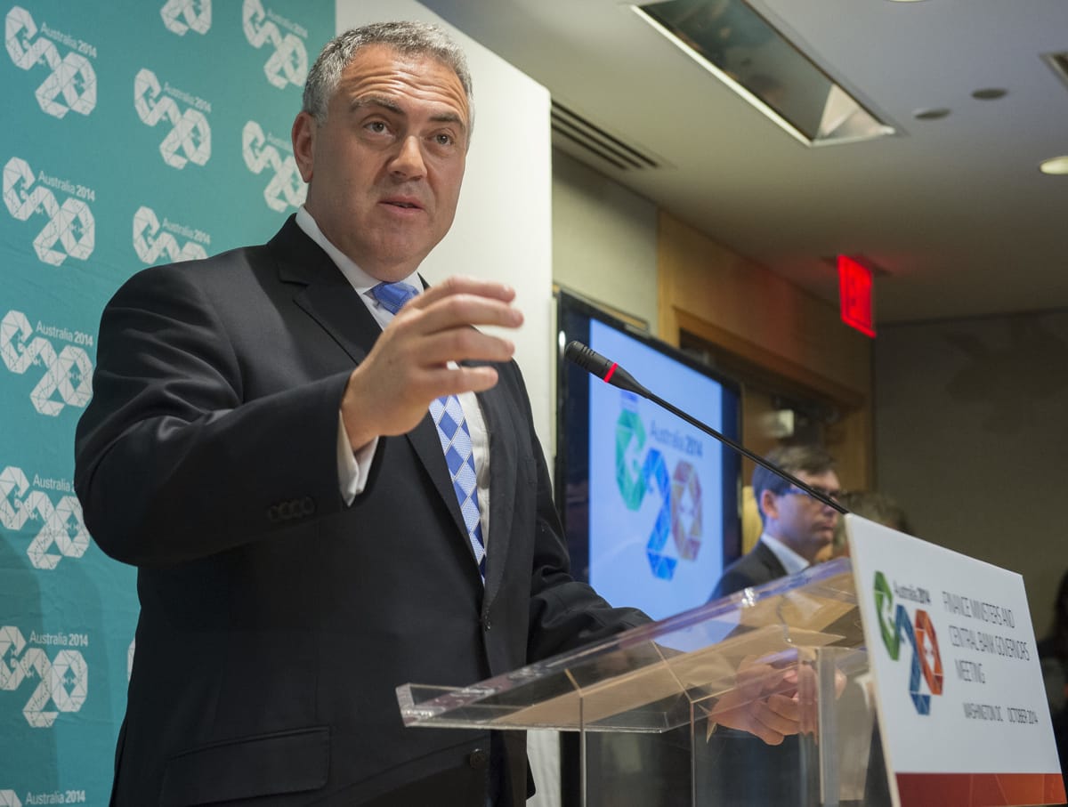 Joe Hockey, as Treasurer, in 2014 (IMF Photo)