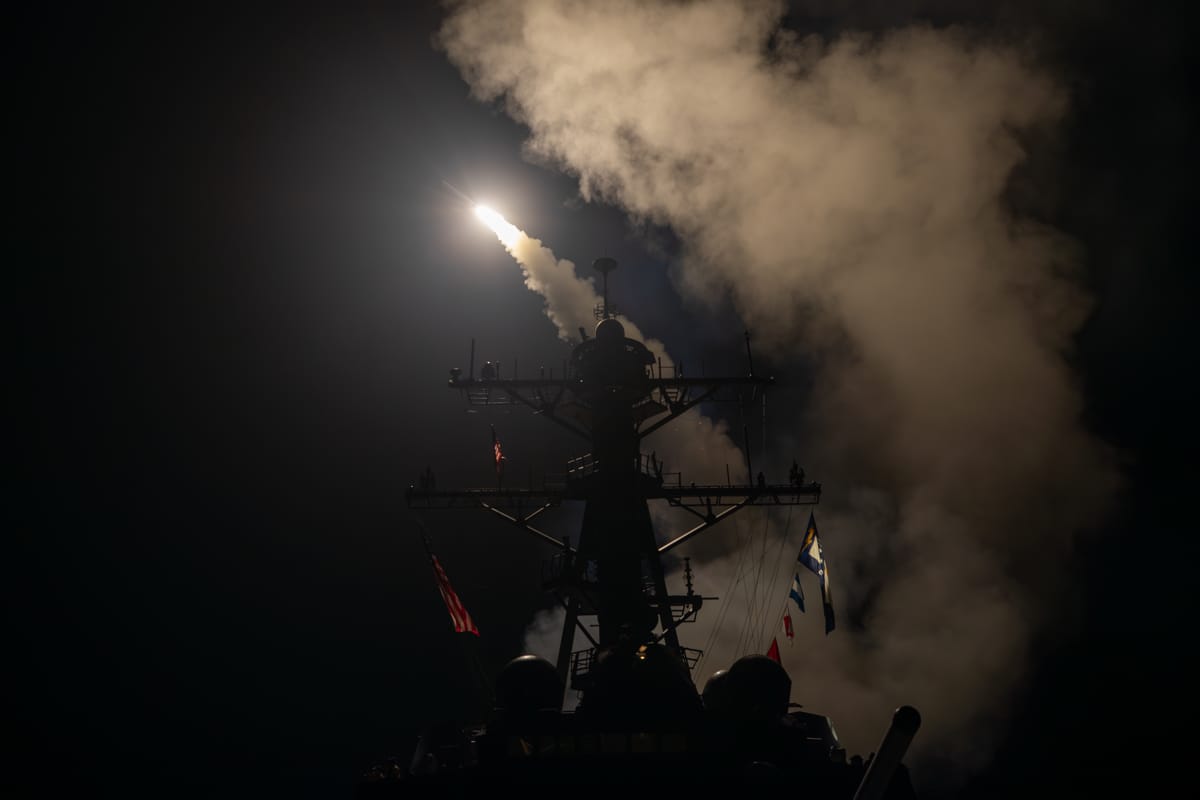 Missiles launched from USS Gravely in the Red Sea against Houthi targets on 11 January (Jonathan Word/US Navy photo)