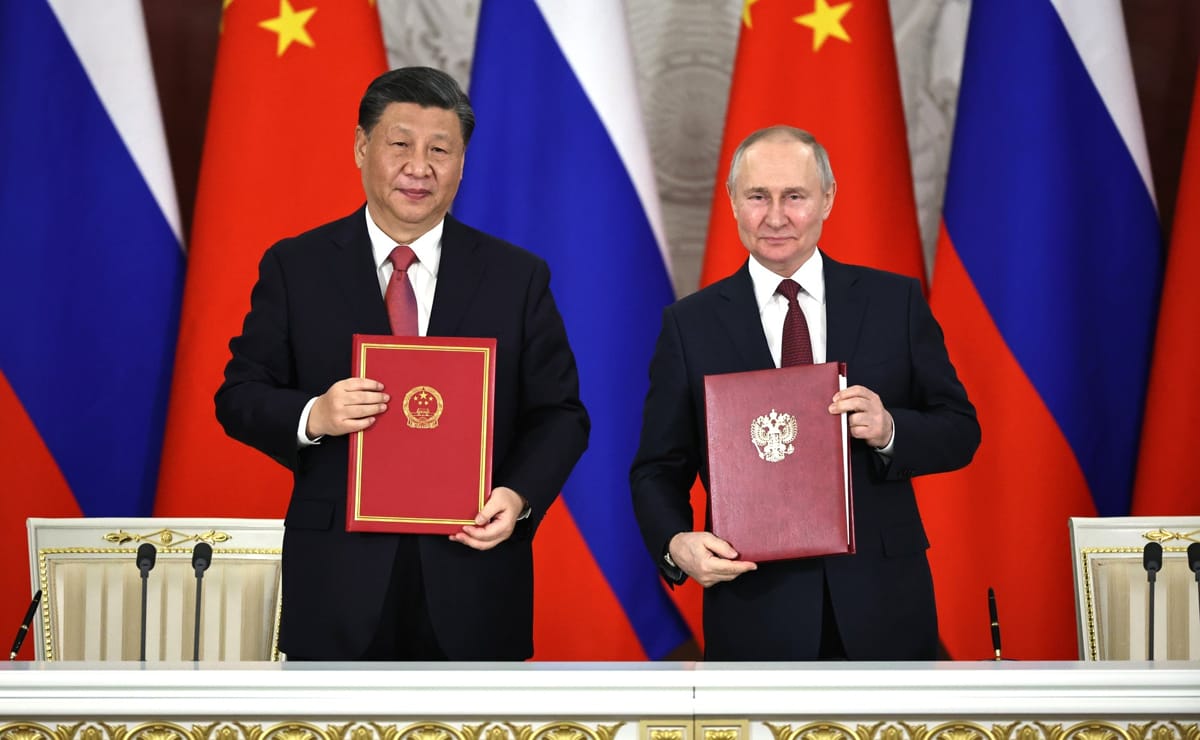 Xi Jinping and Vladimir Putin last month in Moscow (Mikhail Tereshenko, TASS, via Kremlin.ru)