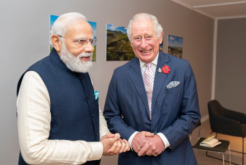 Modi meeting with Charles, then Prince of Wales, during the Glasgow climate talks in 2021 (Jane Barlow via Getty Images)