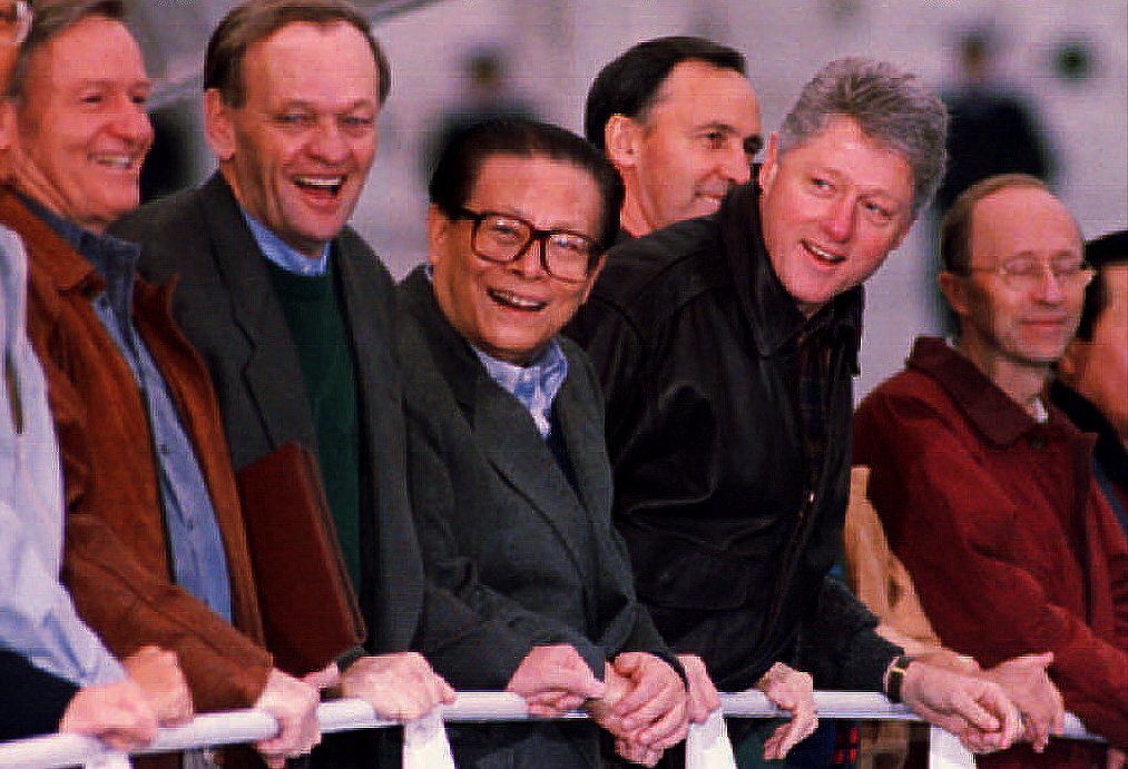 Back to the future: In November 1993, New Zealand’s Prime Minister James Bolger, Canadian Prime Minister Jean Chretien, Chinese President Jiang Zemin, US President Bill Clinton, Australian Prime Minister Paul Keating, and Hong Kong Secretary of Finance Hamish MacLeod for a Blake Island meeting of the Asia-Pacific Economic Cooperation (APEC) conference (Therese Frare/AFP via Getty Images)