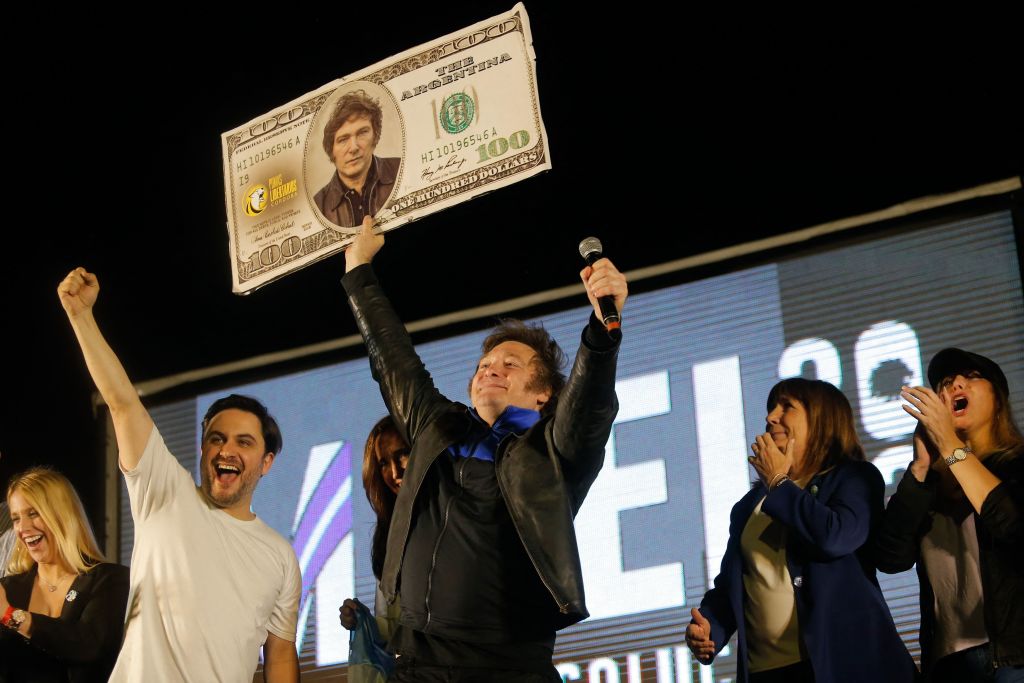 Javier Milei, Argentina's president elect, campaigning this month in Cordoba ahead of the ballot (Diego Lima/AFP via Getty Images)