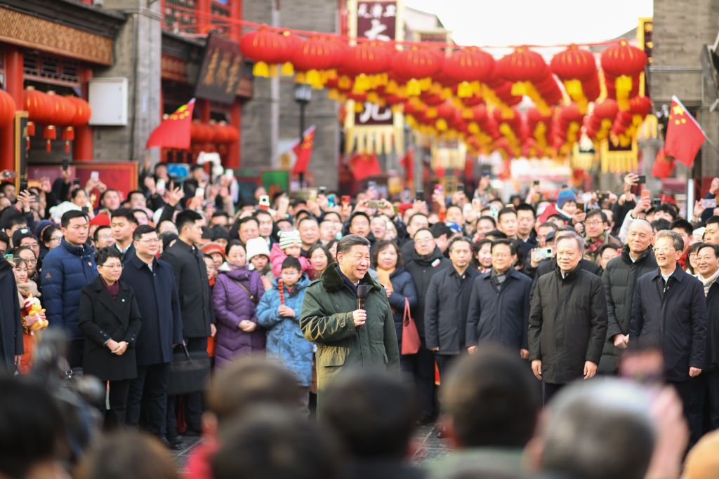 Xi Jinping in Tianjin ahead of the Spring Festival (Yan Yan/Xinhua via Getty Images)