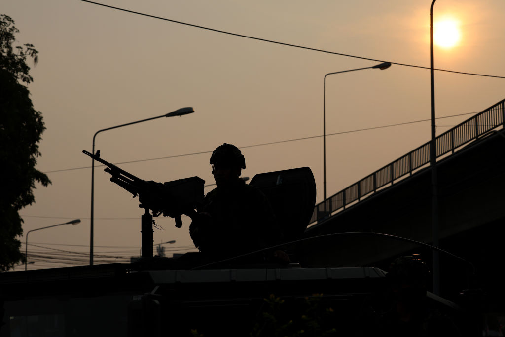 Thai guards along the border with Myanmar (Valeria Mongelli/Anadolu via Getty Images)
