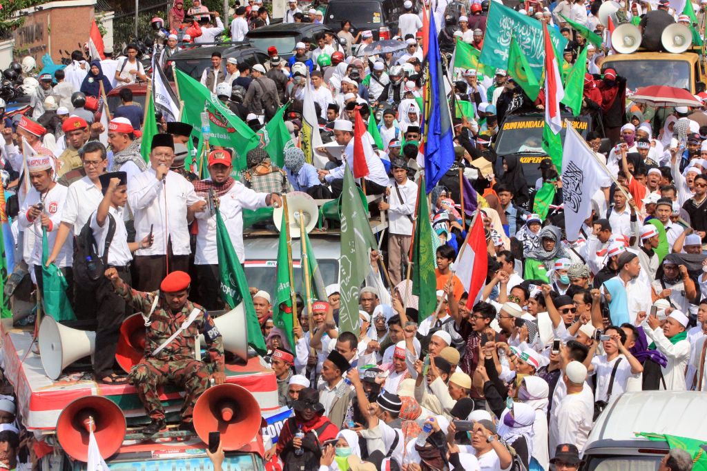A 2017 rally calling for then Jakarta governor Ahok to be prosecuted (Adem Salvarcioglu/Anadolu Agency/Getty Images)