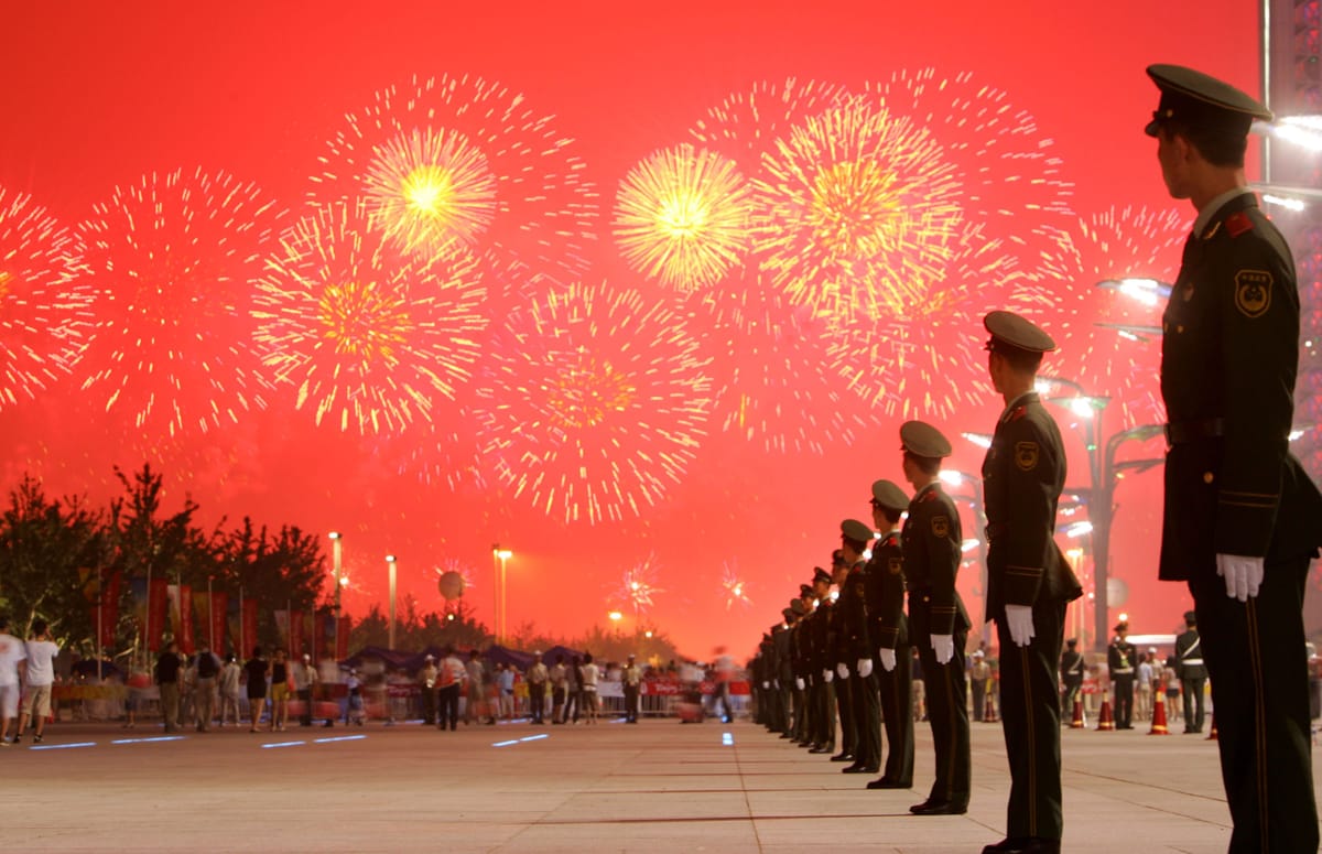 Fireworks light up the sky in Beijing during the opening ceremony for the 2008 Olympic Games (China Photos/Getty Images)