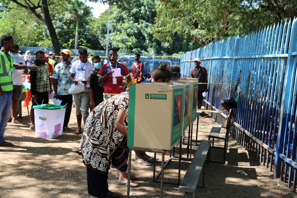 A polling station in Papua New Guinea’s capital Port Moresby on 11 July (Andrew Kutan/AFP via Getty Images)