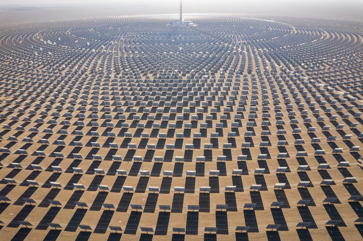 Solar panels in Gansu, gateway to the Gobi desert.