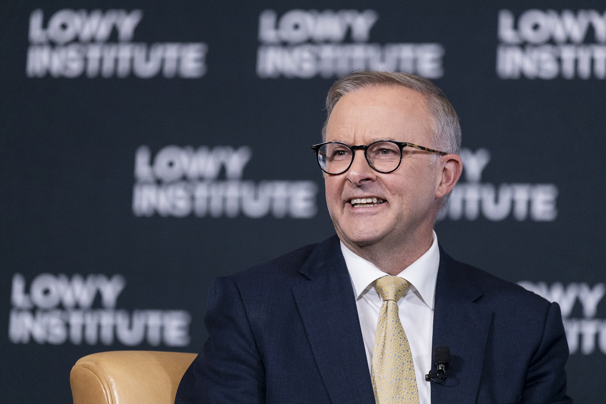 Anthony Albanese in conversation with Michael Fullilove. Photo: Peter Morris/Sydney Heads for the Lowy Institute