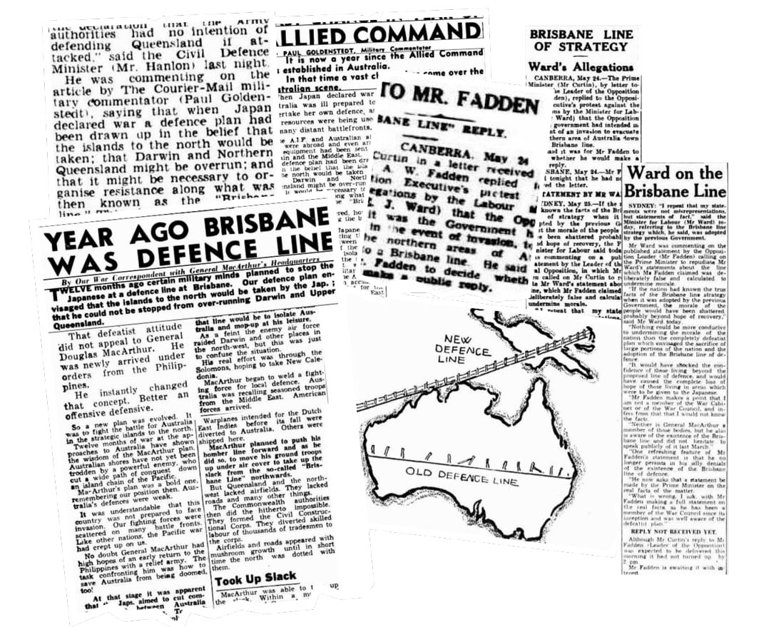 How Queensland newspapers reported claims of a "Brisbane Line" in May 1943 (Trove/National Library of Australia)