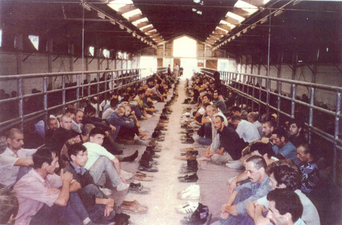 Detainees in the Manjaca Camp, near Banja Luka, Bosnia and Herzegovina (UN International Criminal Tribunal for the former Yugoslavia)