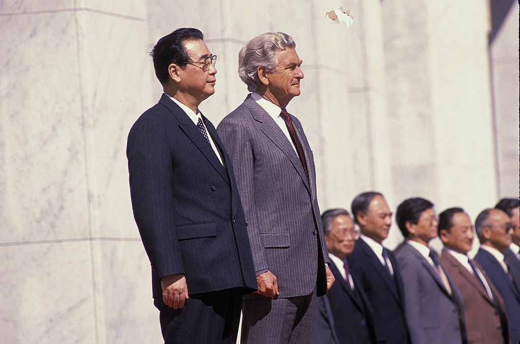 Hawke with Chinese Premier Li Peng in 1988 in Western Australia 