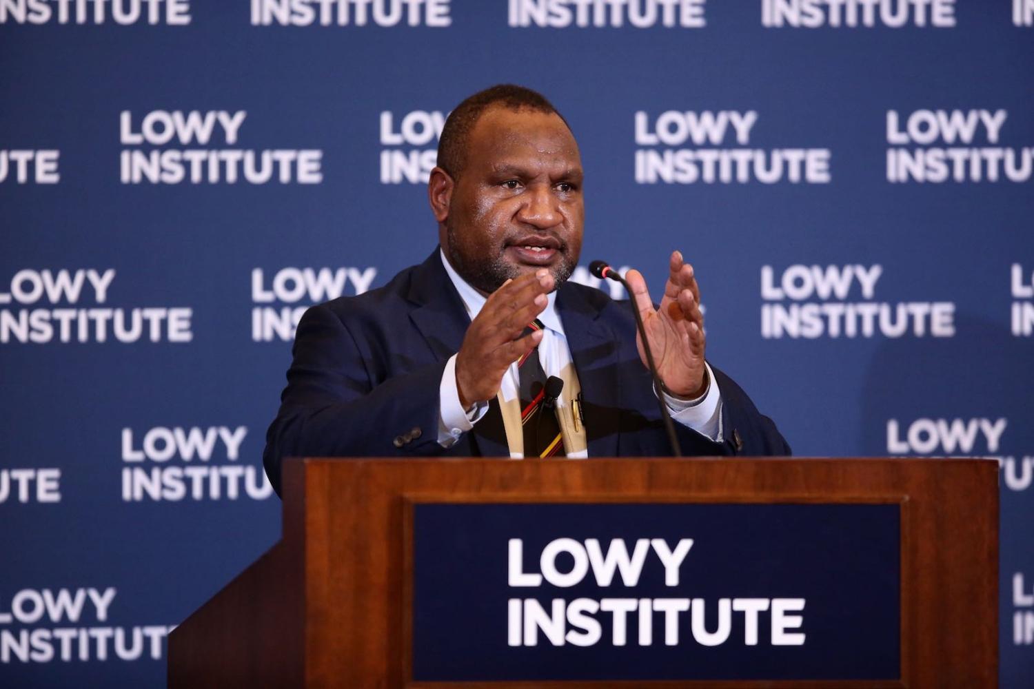 PNG PM James Marape at the Lowy Institute to deliver his first international address since taking office
