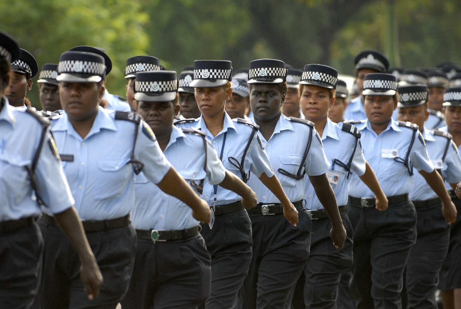 Royal Solomon Islands Police Force female officers during a 2010 International Women’s Day parade (DFAT/Flickr)