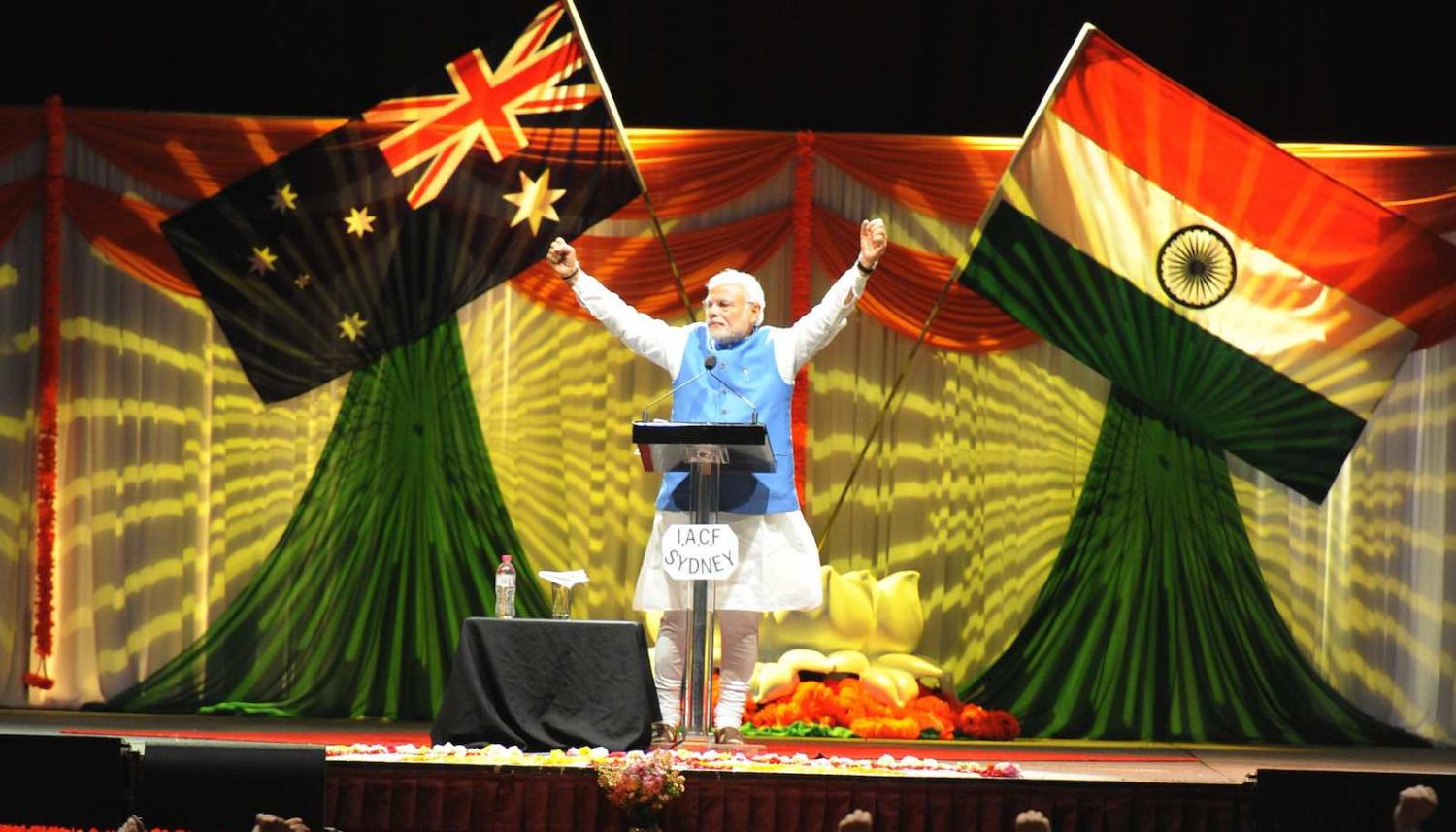 Indian Prime Minister Narendra Modi at Allphones Arena in Sydney, November 2014, when Australia hosted the G20 summit (Photo: MEAphotogallery/Flickr)