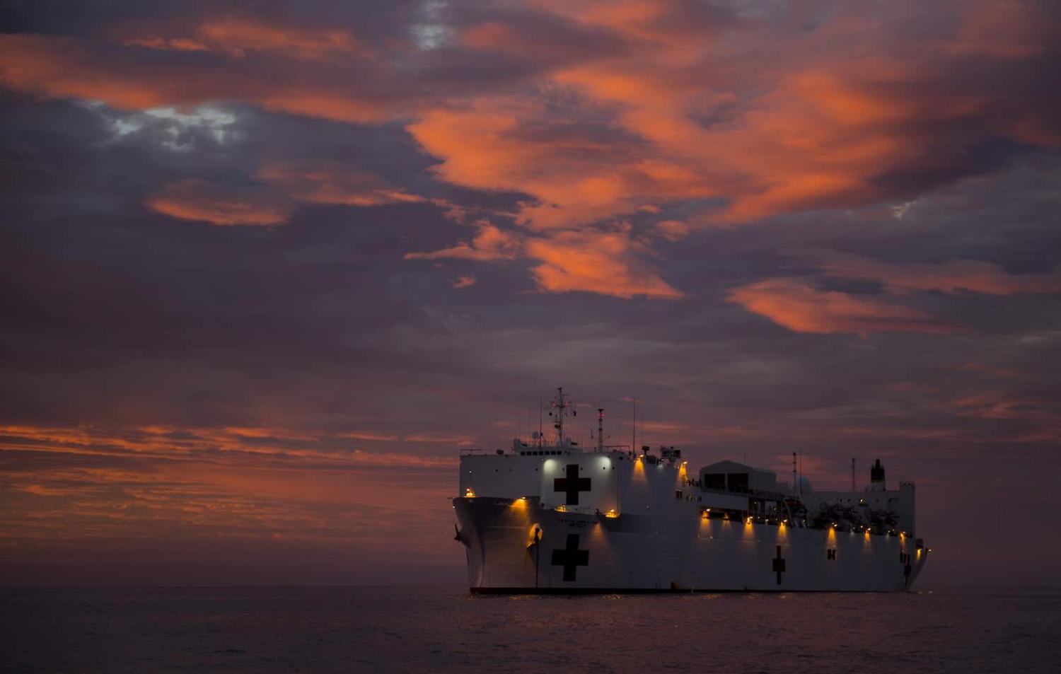 The world’s largest hospital ship, USNS Mercy, sits at anchor off Bougainville in 2015 (Photo: Gonzalo Alonso/Flickr)