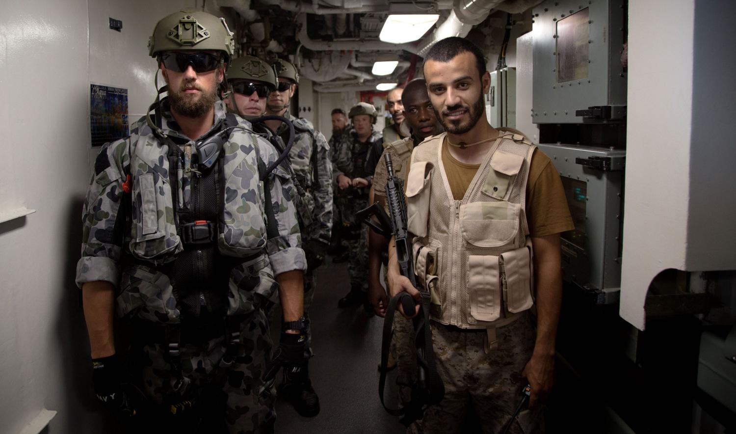 Australian and Royal Saudi Naval Forces during boarding party training (Photo: Nicolas Gonzalez/Defence Dept.)