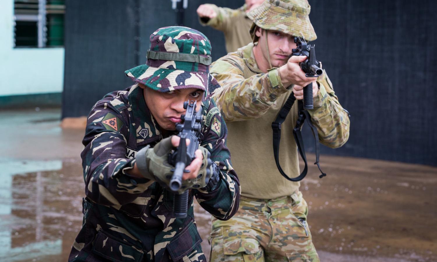 Australian and Filipino soldiers training urban close combat in November (Photo: Dept of Defence)