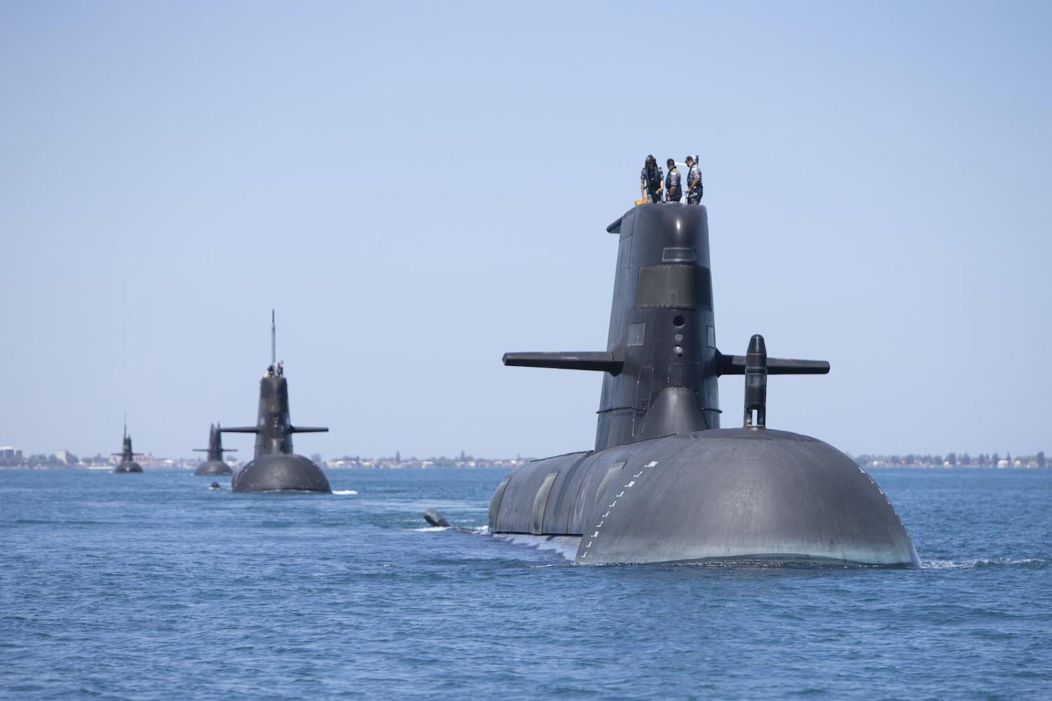 Collins-class submarines transiting through Cockburn Sound, Western Australia, February 2019 (Department of Defence)