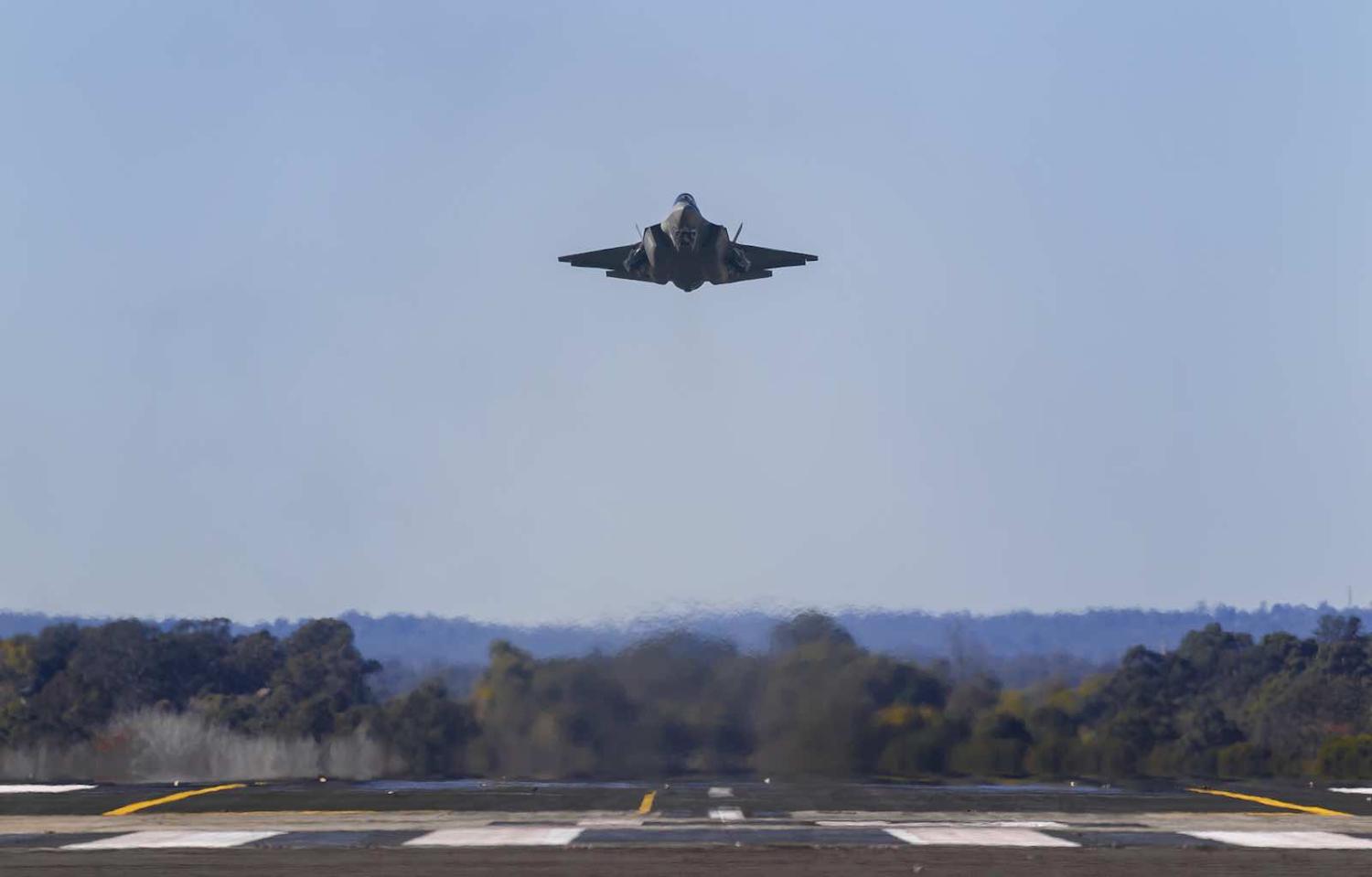 An F-35A Joint Strike Fighter on approach at RAAF Base Richmond in July (Photo: Department of Defence)