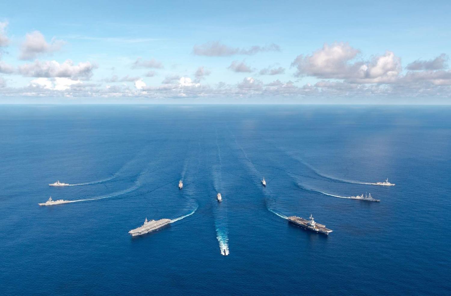 “La Pérouse” joint naval exercises in the Bay of Bengal, May 2019, with ships from Australia, France, Japan, and the US (Clarisse Dupont/Marine Nationale via ADF)