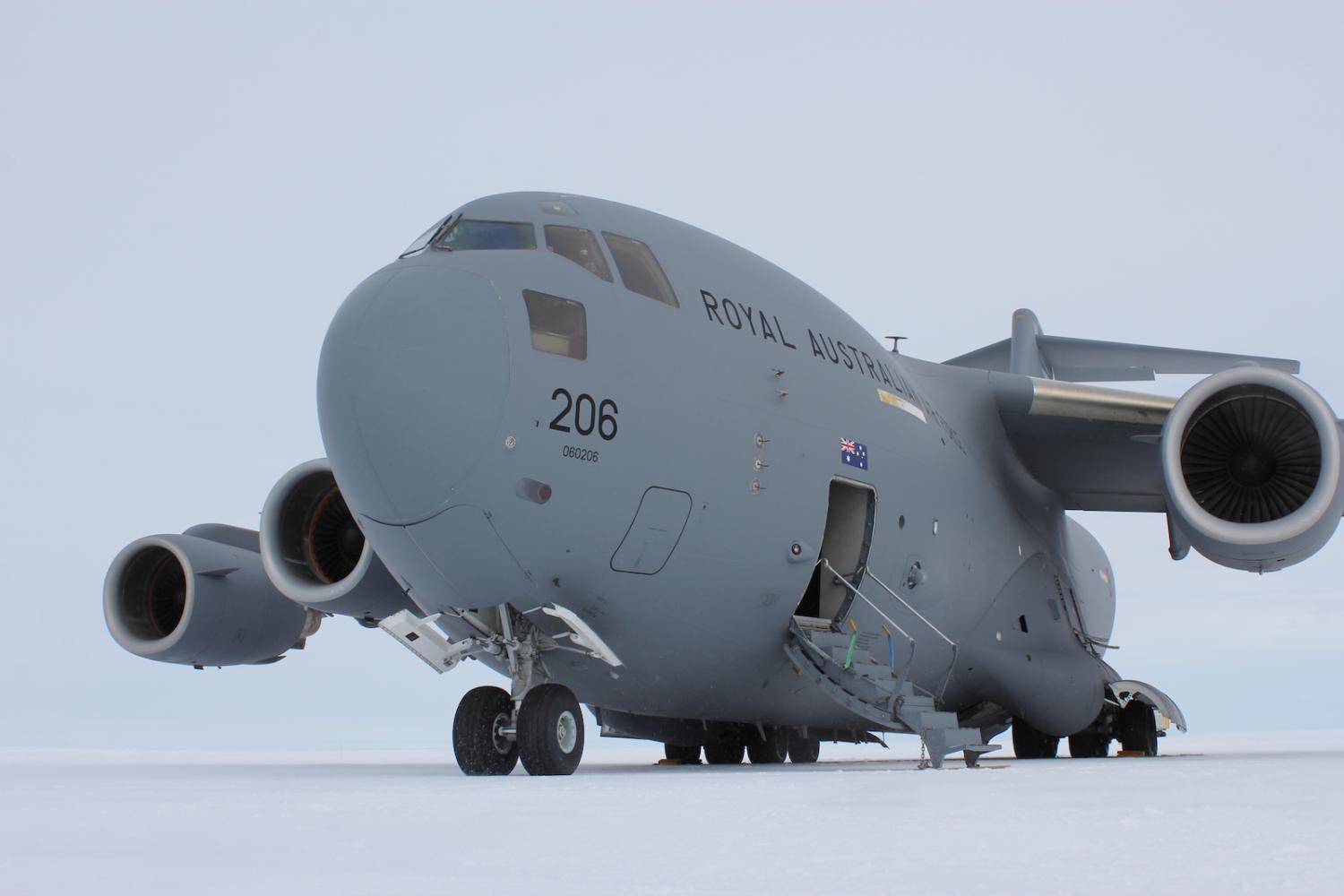 RAAF C-17A Globemaster III at Wilkins Aerodrome in Antarctica for Operation Southern Discovery 20/21 (Defence Department)