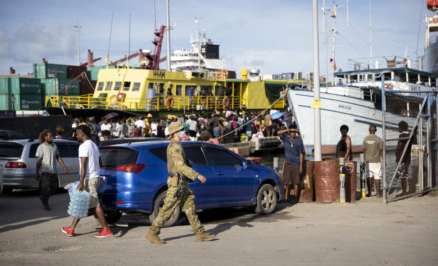 Patrols at the Port of Honiara, Solomon Islands on 10 December (Defence Department)