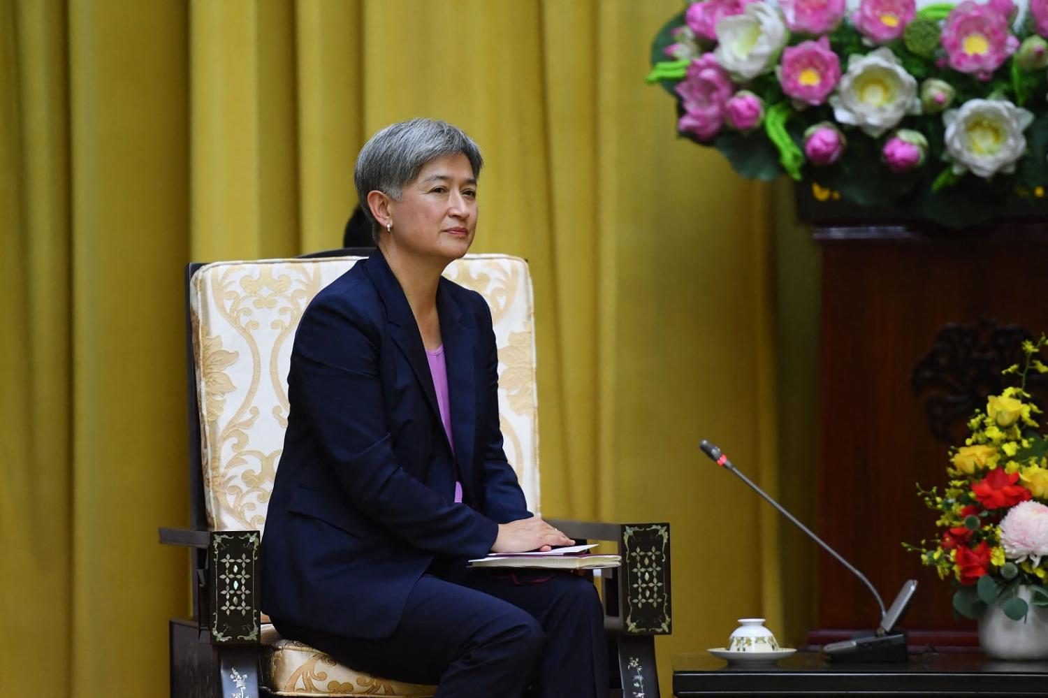 Australia’s Foreign Minister Penny Wong takes part in a meeting with Vietnam’s President Nguyen Xuan Phuc, Hanoi, 27 June 2022 (Nhac Nguyen/AFP via Getty Images)