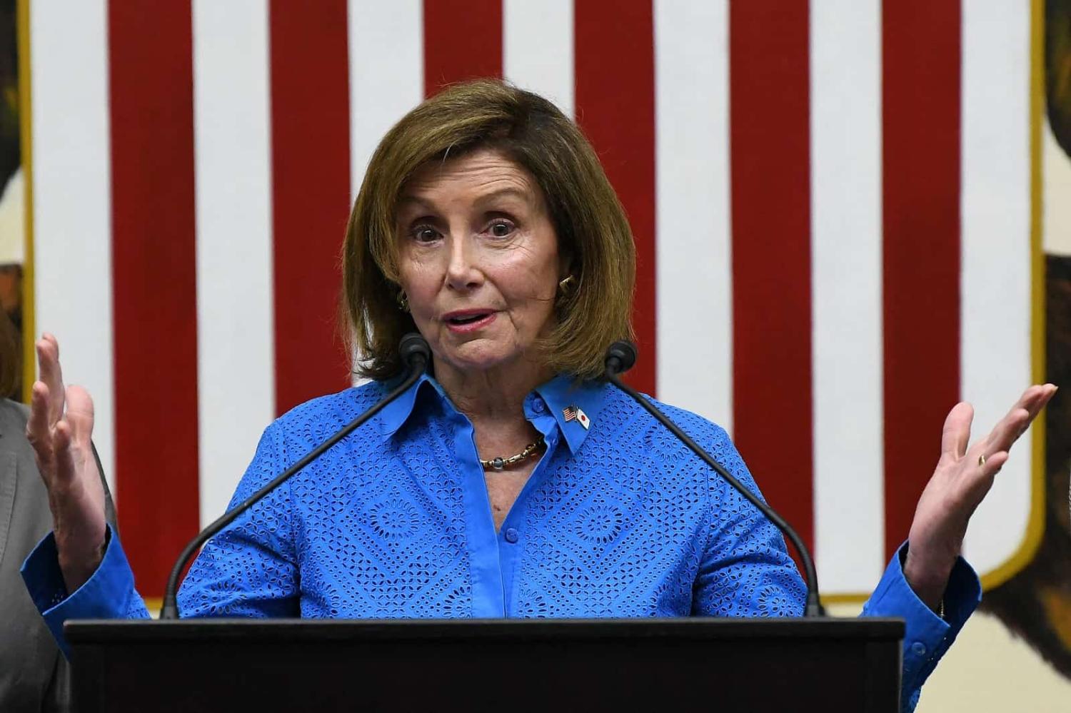 US House Speaker Nancy Pelosi at the US Embassy in Tokyo on 5 August 2022 at the end of her Asian tour, which included a visit to Taiwan (Richard A. Brooks/AFP via Getty Images)