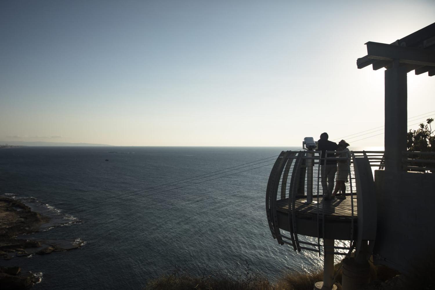 Looking out to the Mediterrenean sea at the Rosh Hanikra tourist site on the Israeli side of the border with Lebanon (Amir Levy/Getty Images)