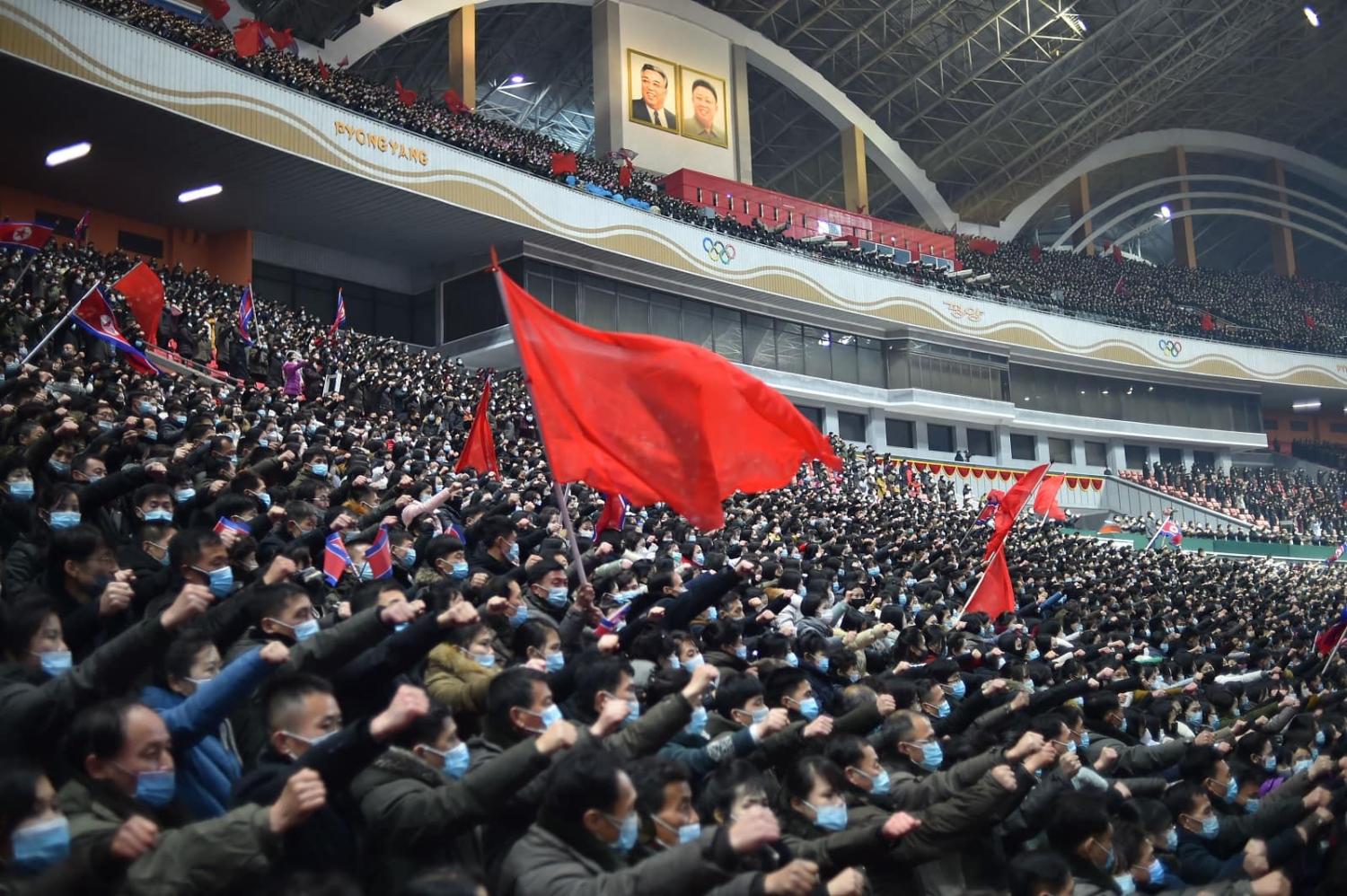 North Koreans attend a rally to endorse the decisions of the 6th Plenary Meeting of the 8th Central Committee of the Workers’ Party of Korea, Pyongyang, 5 January 2023 (Kim Won Jin/AFP via Getty Images)