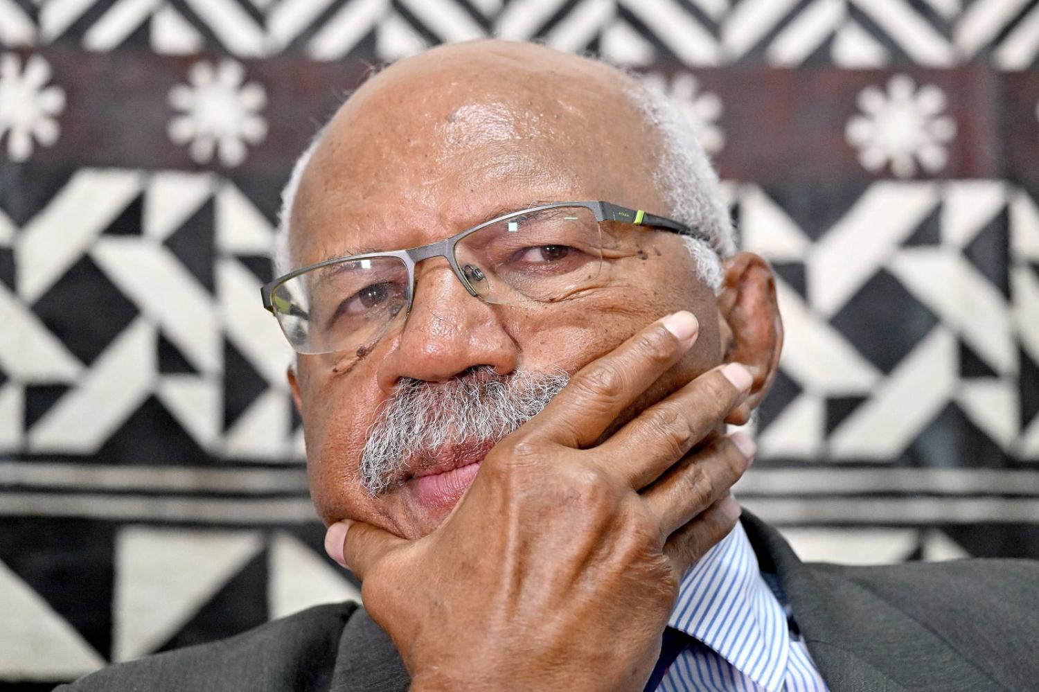 People’s Alliance Party leader Sitiveni Rabuka speaks at a press conference after securing support from SODELPA to form government, 20 December 2022 (Saeed Khan/AFP via Getty Images)