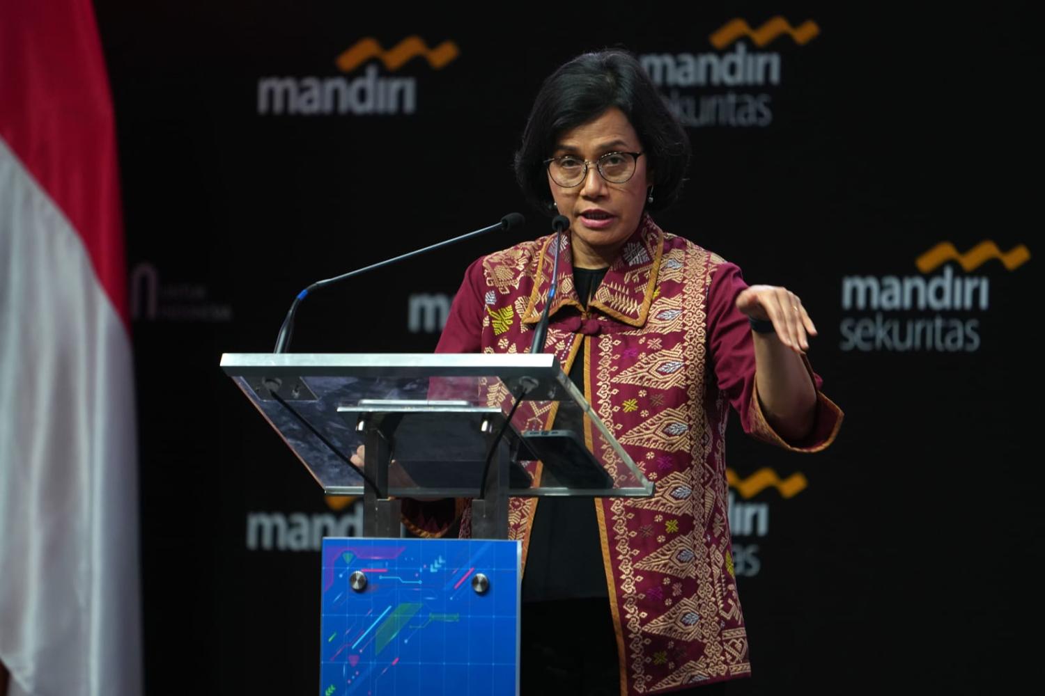 Sri Mulyani Indrawati, Indonesia's finance minister, speaks last month during the Mandiri Investment Forum in Jakarta, Indonesia (Dimas Ardian/Bloomberg via Getty Images)