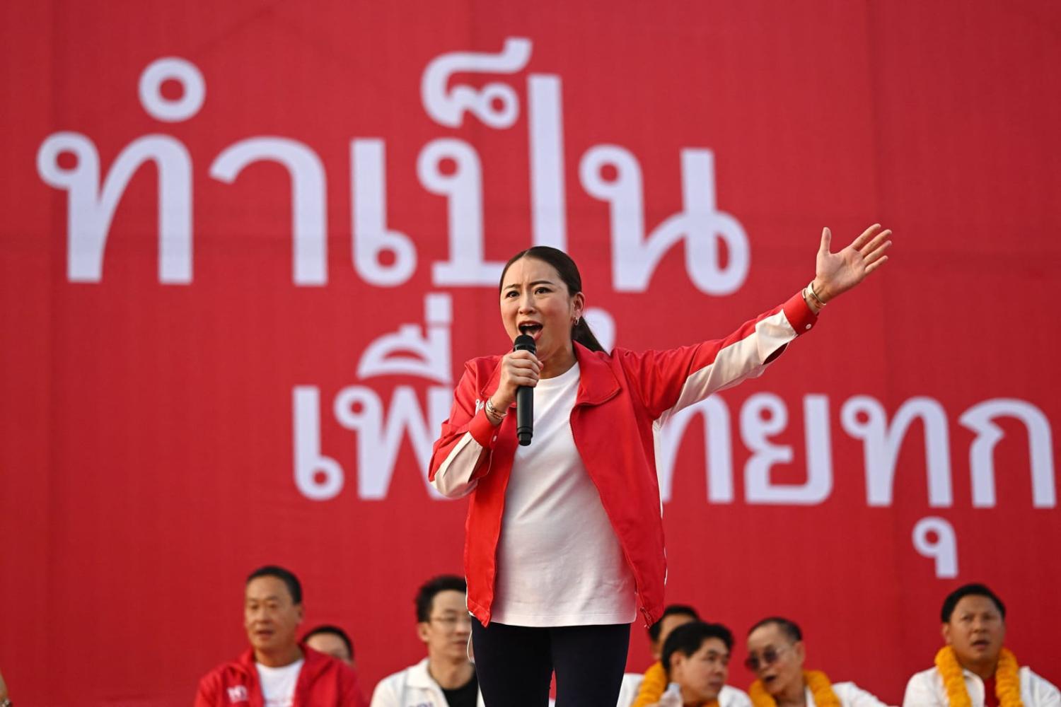 Paetongtarn Shinawatra, daughter of deposed leader Thaksin, has been leading most polls for preferred prime minister for months (Manan Vatsyayana/AFP via Getty Images)