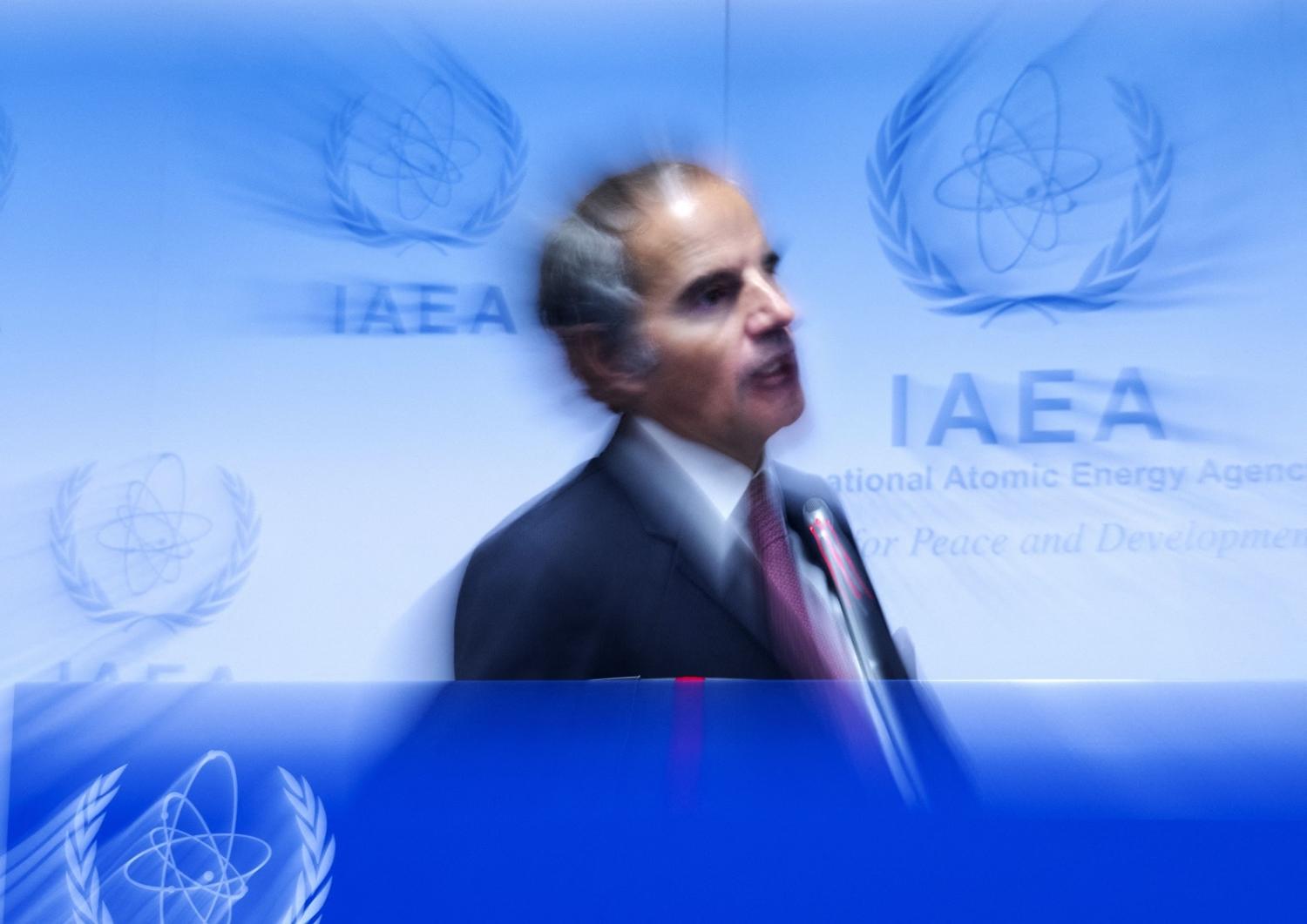 International Atomic Energy Agency Director General Rafael Grossi speaks after the IAEA Board of Governors meeting, Vienna, 16 November 2022 (Joe Klamar/AFP via Getty Images)