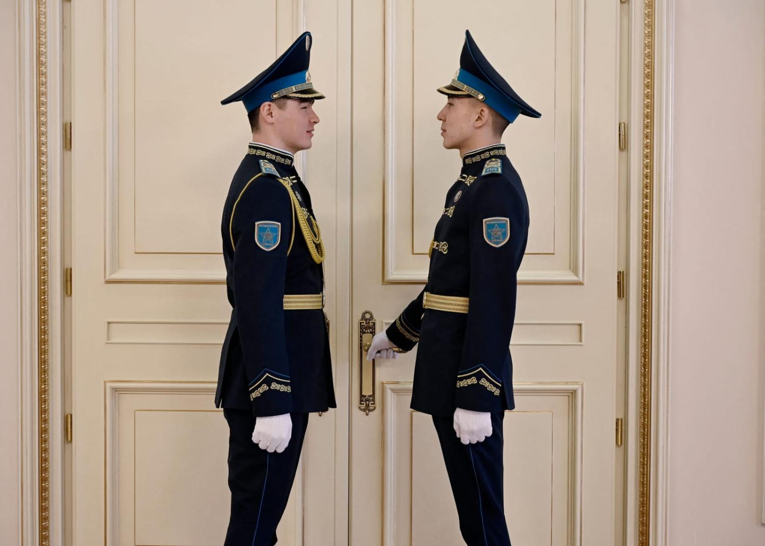 Honour guards at Ak Orda Presidential Palace in Astana (Olivier Douliery/AFP via Getty Images)