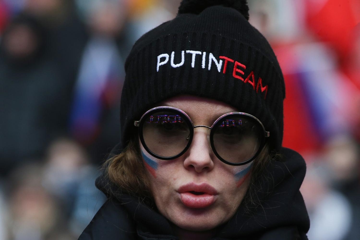Pro-Putin supporters attend a concert at Luzhniki Stadium, 22 February 2023 in Moscow (Getty Images)